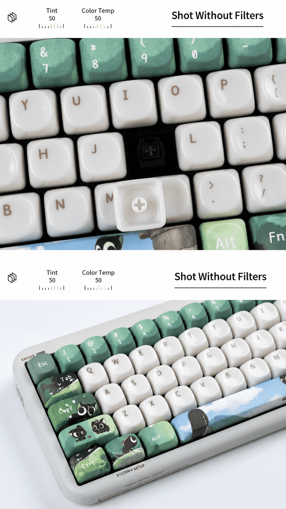 Black Neko MOA Porcelain-Feel Keycap Set