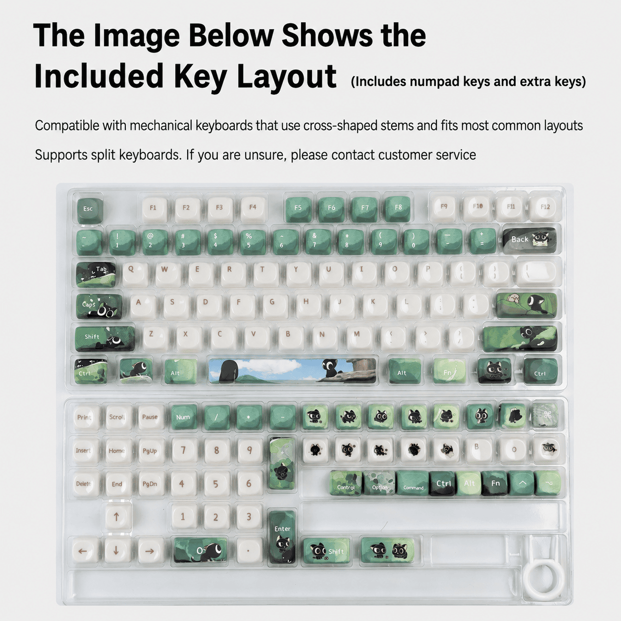 Black Neko MOA Porcelain-Feel Keycap Set