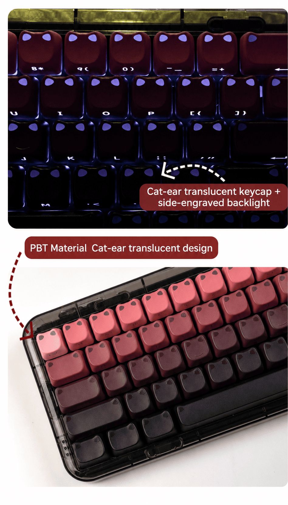 Blackberry Glow Neko MAO Keycap Set