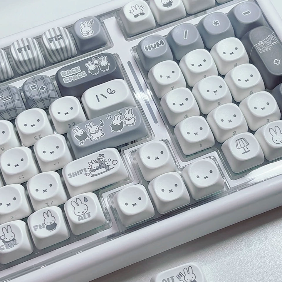Monochrome Bunny Plaid MOA PBT Keycap Set