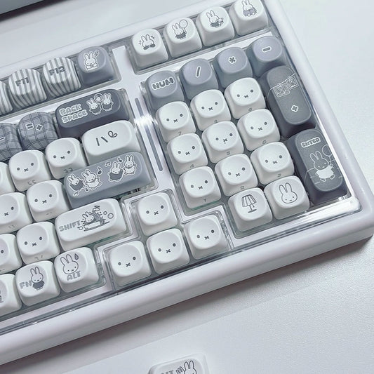 Monochrome Bunny Plaid MOA PBT Keycap Set