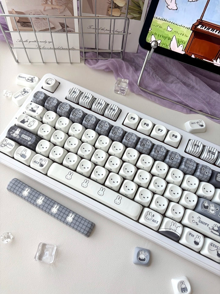 Monochrome Bunny Plaid MOA PBT Keycap Set