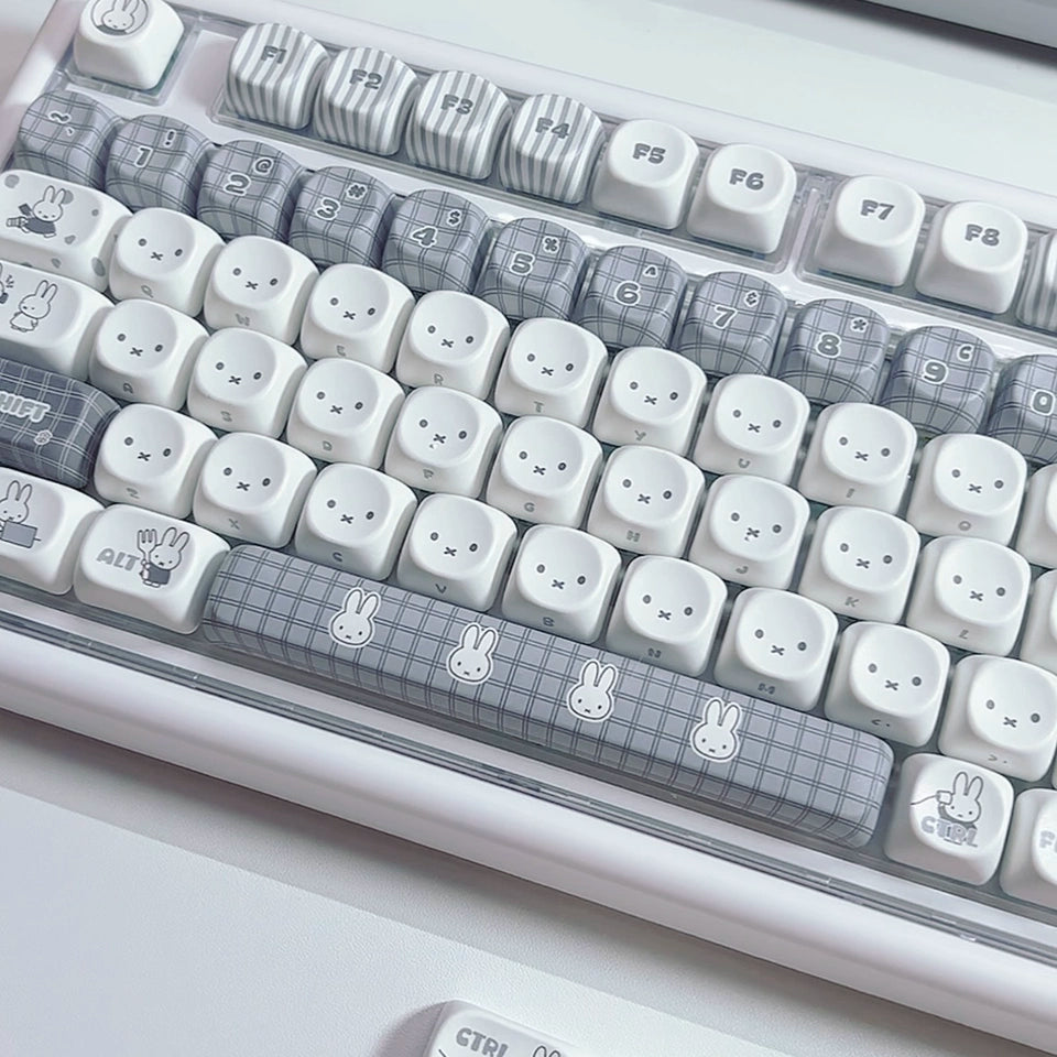 Monochrome Bunny Plaid MOA PBT Keycap Set