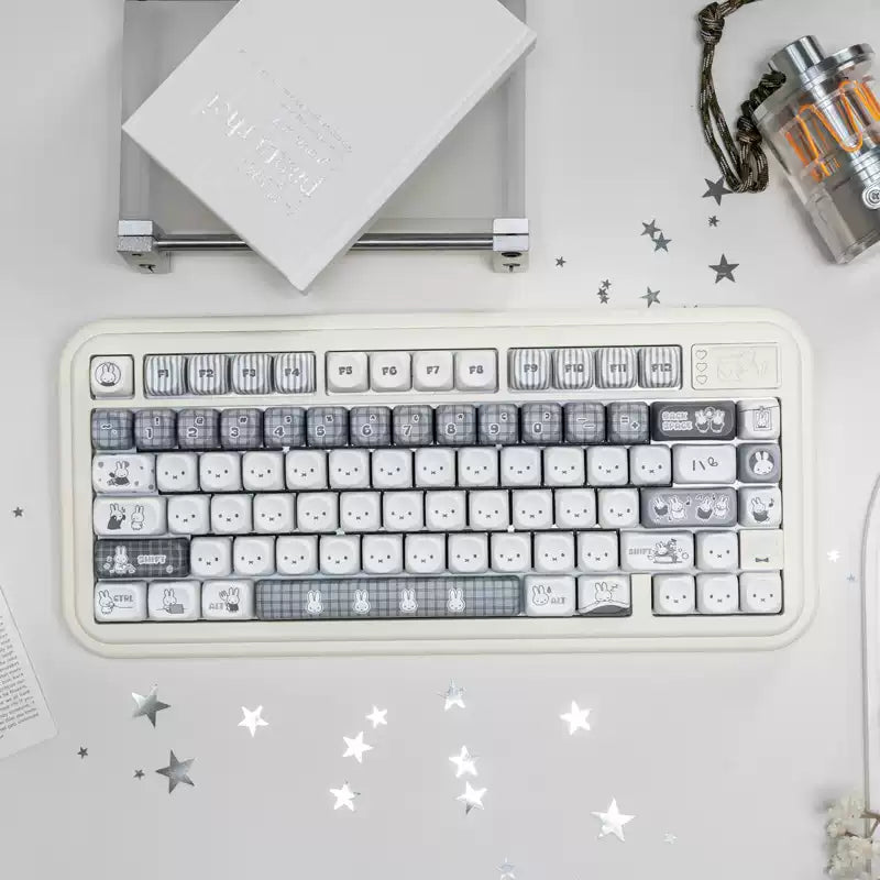 Monochrome Bunny Plaid MOA PBT Keycap Set