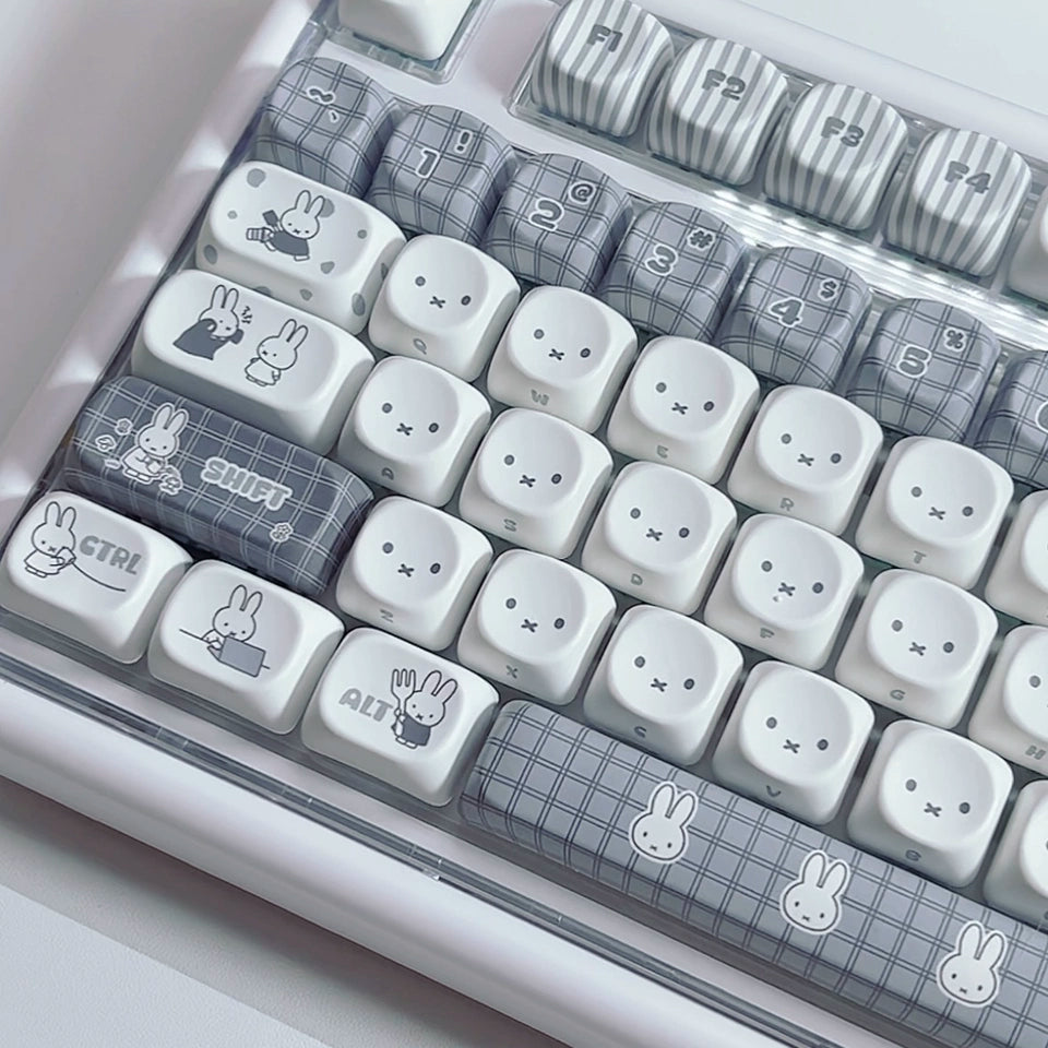Monochrome Bunny Plaid MOA PBT Keycap Set