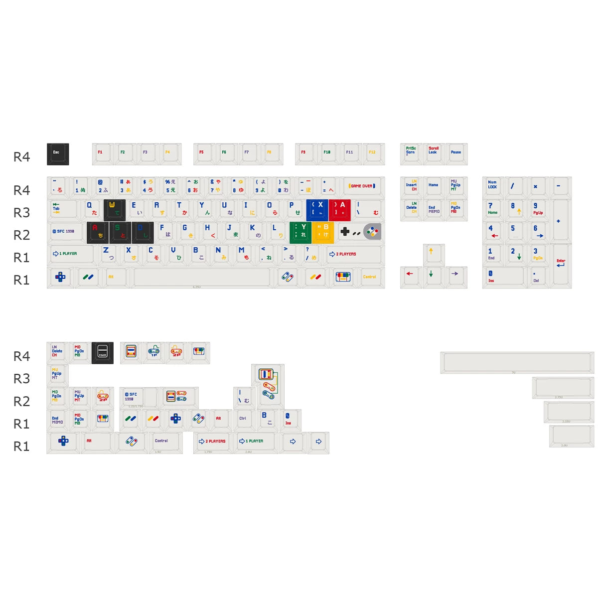 Pixel Player Retro Arcade Cherry Profile Keycap Set