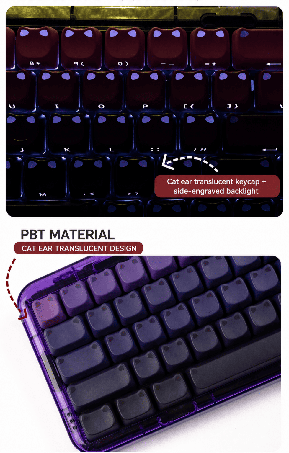 Midnight Neko Glow MAO Keycap Set